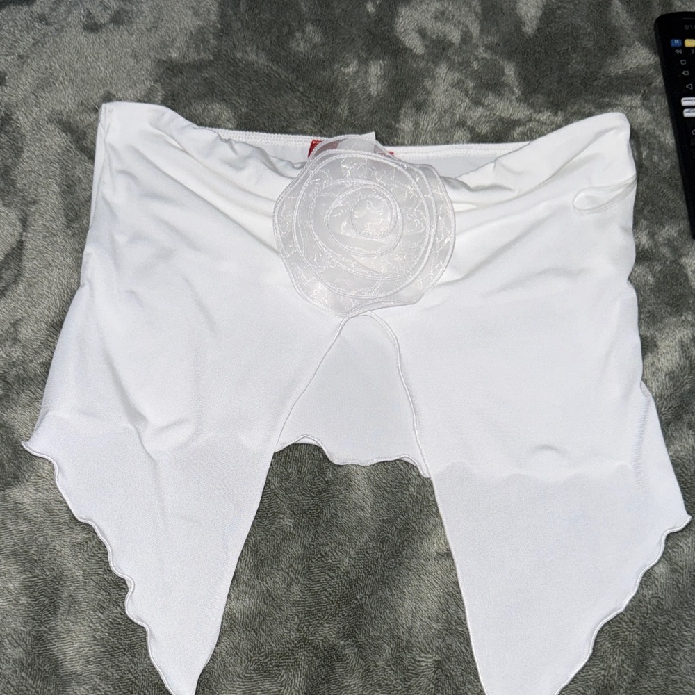 Rainbow White Skirt with Subtle Floral Design